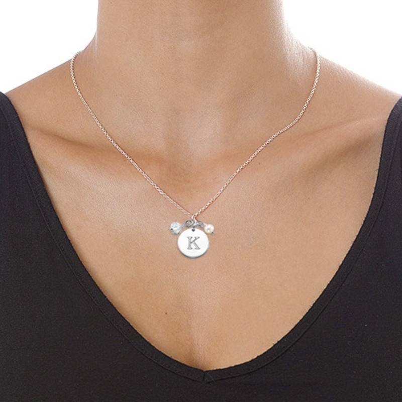 Sterling Silver Initial Charm Disc Necklace-1 product photo