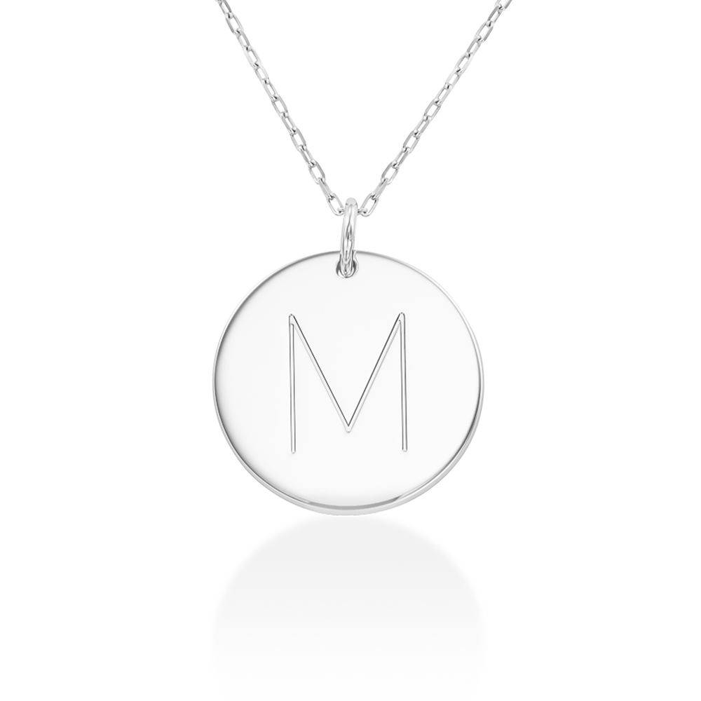 Initial Disk Charm Necklace - 10k White Gold-1 product photo