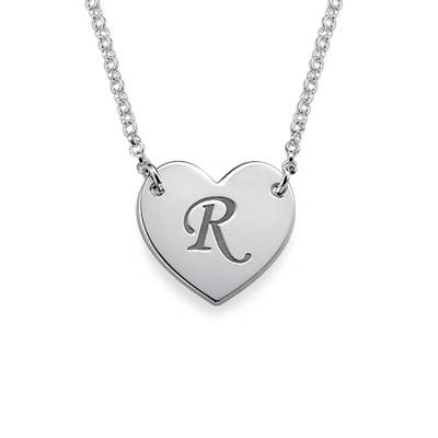Initial Heart Necklace with Print Font-3 product photo