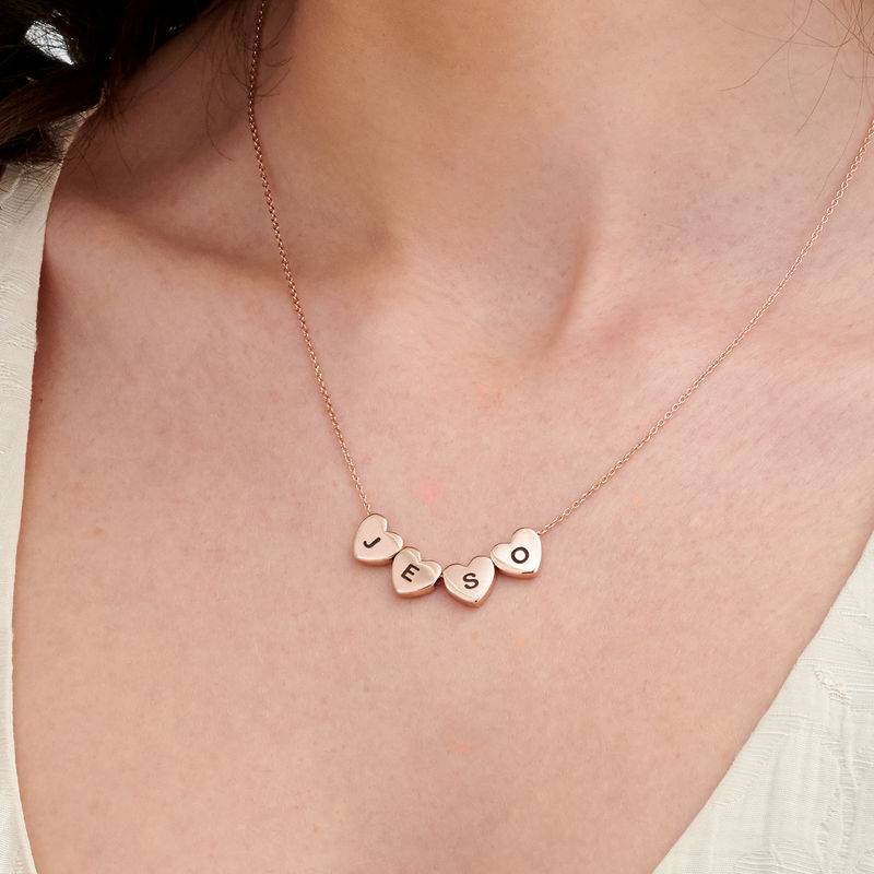Initial Hearts Stackable Necklace in 18ct Rose Gold Plating-4 product photo