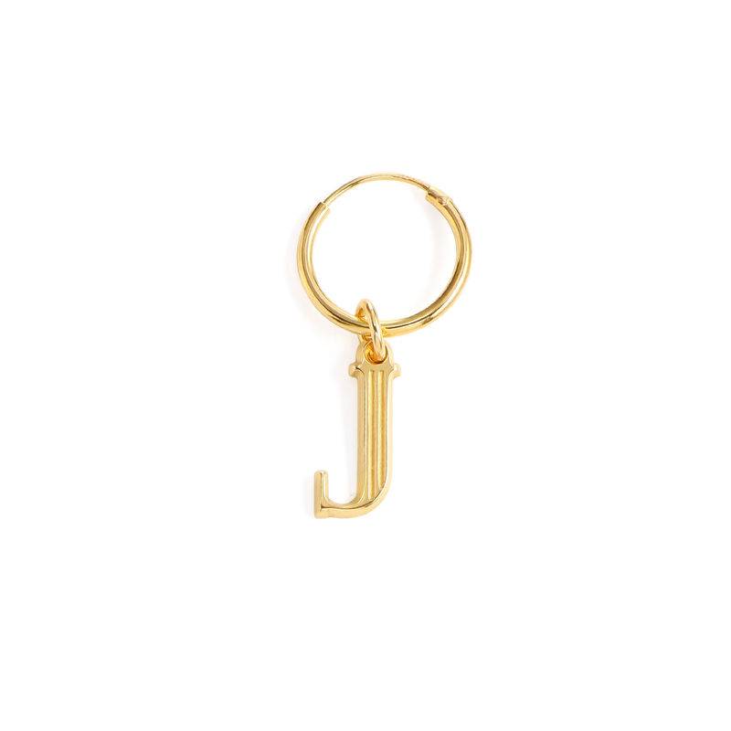 Initial Letter Earrings with Hanging Baroque Pearl in 18ct Gold Plating-2 product photo