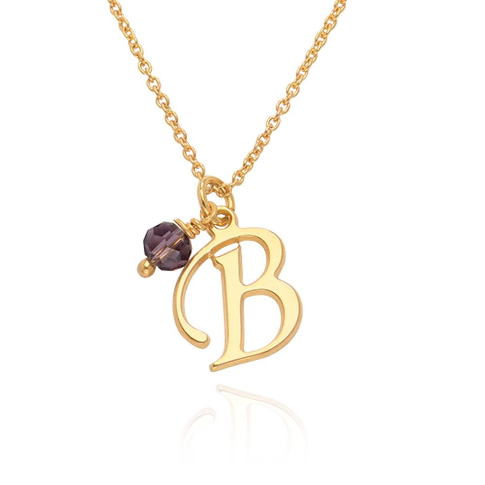 Initial Necklace with Birthstone in 18ct Gold Vermeil-3 product photo