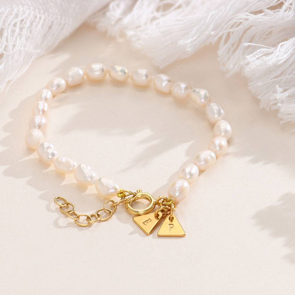 Initial Pearl Bracelet in 18ct Gold Plating-3 product photo