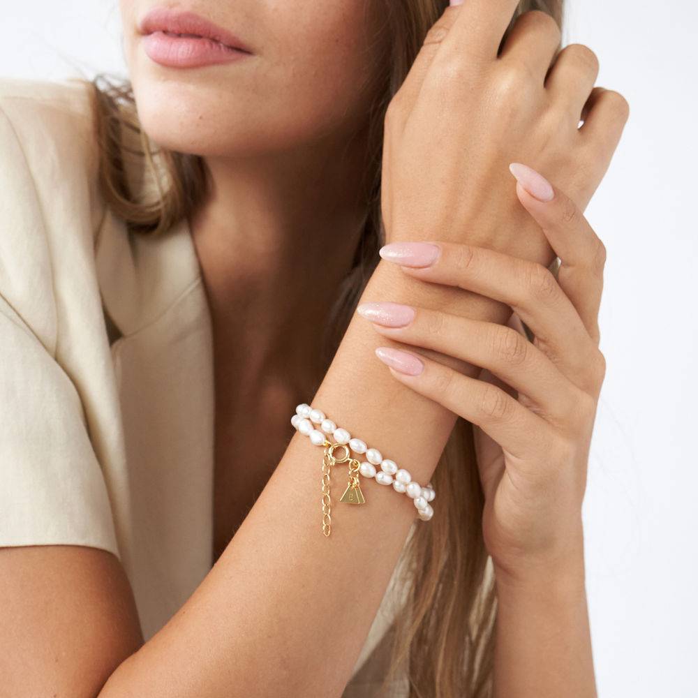 Initial Pearl Bracelet in 18ct Gold Plating-4 product photo