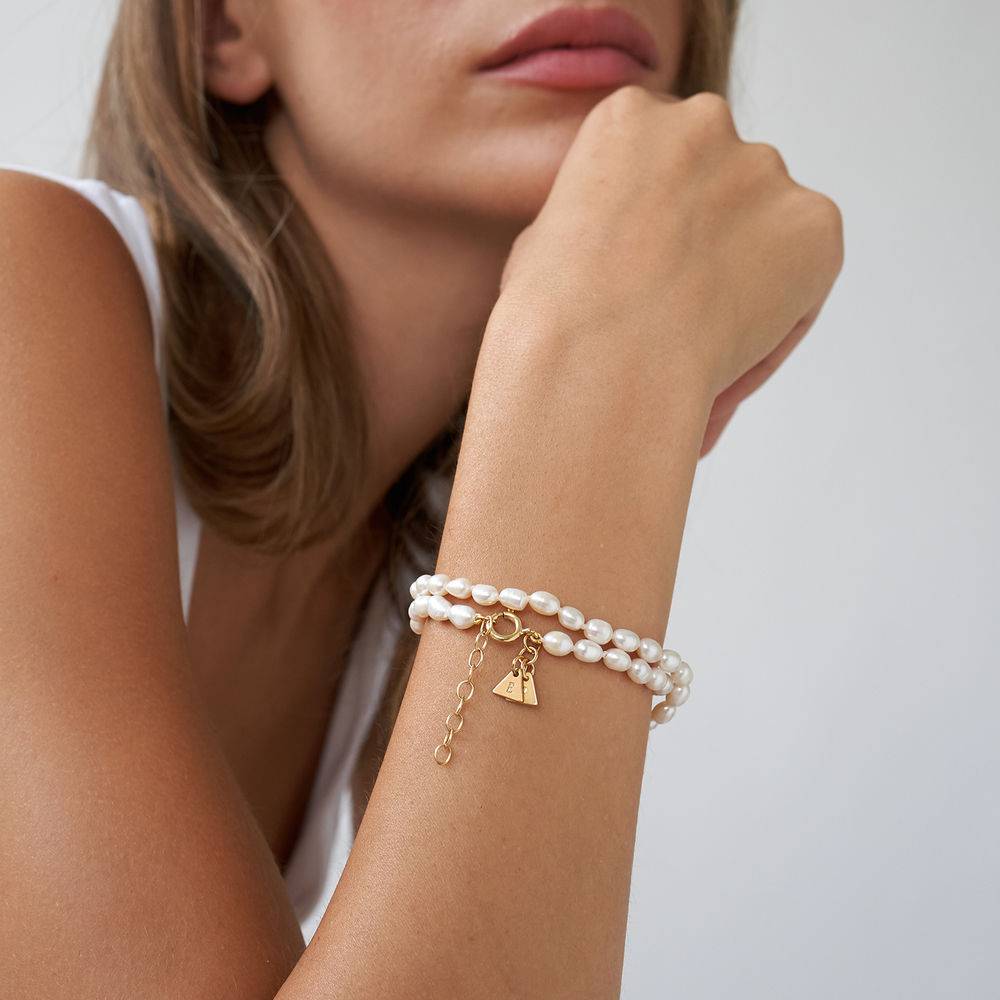 Initial Pearl Bracelet in 18ct Gold Vermeil-3 product photo