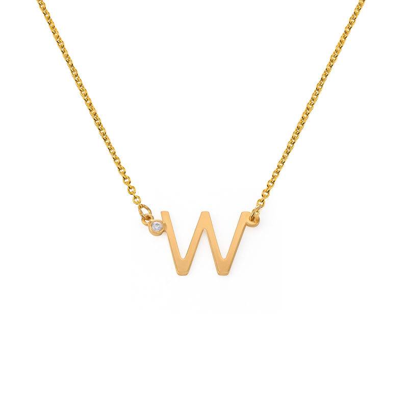 Initial Pendant Necklace with Cubic Zirconia in 18ct Gold Vermeil product photo