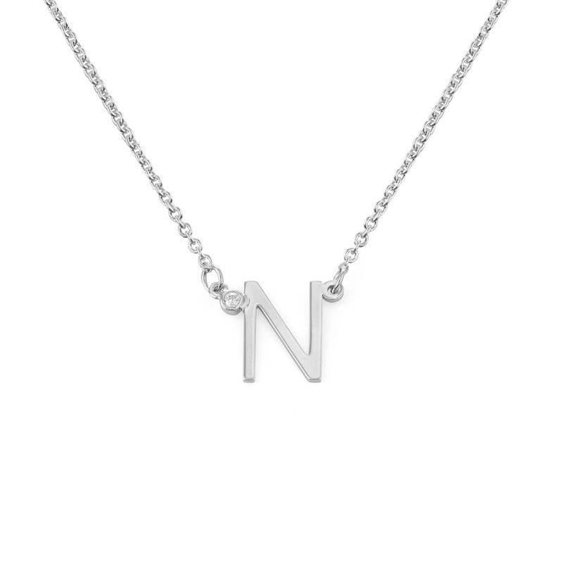 Initial Pendant Necklace with Cubic Zirconia in Sterling Silver product photo