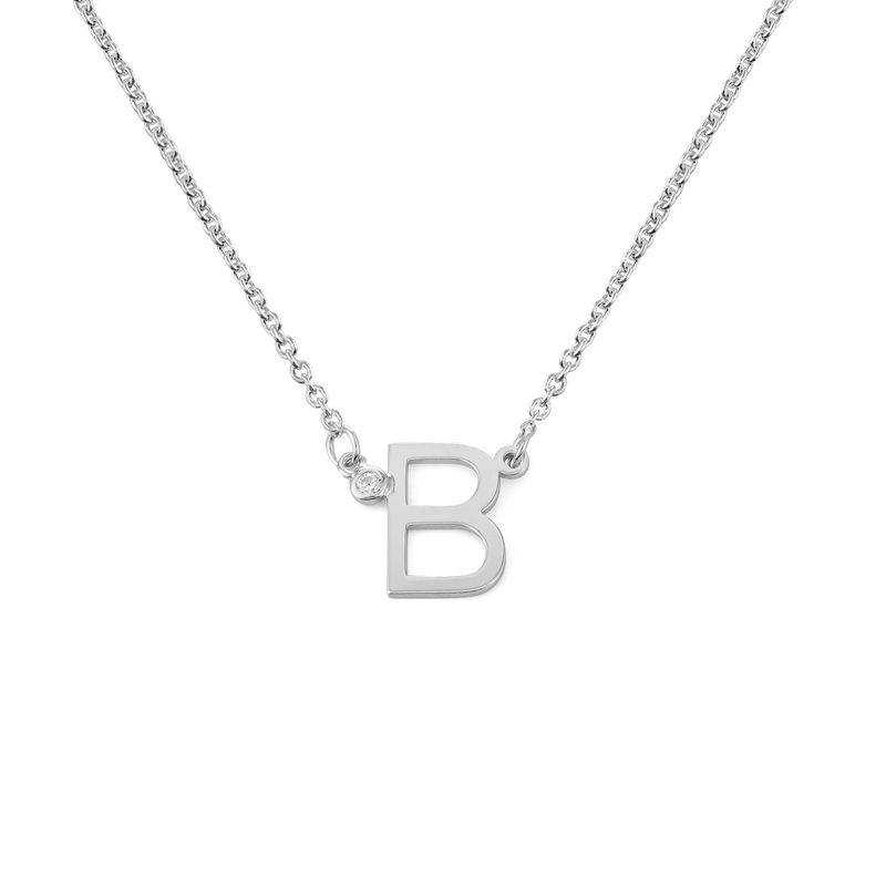 Initial Pendant Necklace with Cubic Zirconia in Sterling Silver-1 product photo