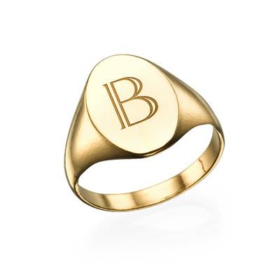 Initial Signet Ring - 18ct Gold Plated-2 product photo