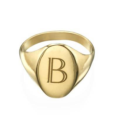 Initial Signet Ring in 18ct Gold Plating-3 product photo