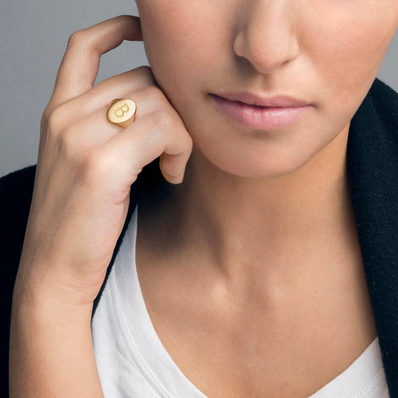 Initial Signet Ring - 18ct Gold Plated-1 product photo