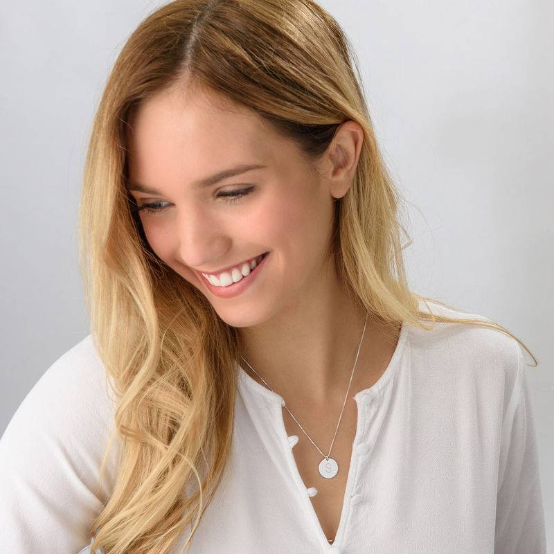 Charm-Halskette mit Initialen und Diamant - 925er Sterlingsilber-2 Produktfoto