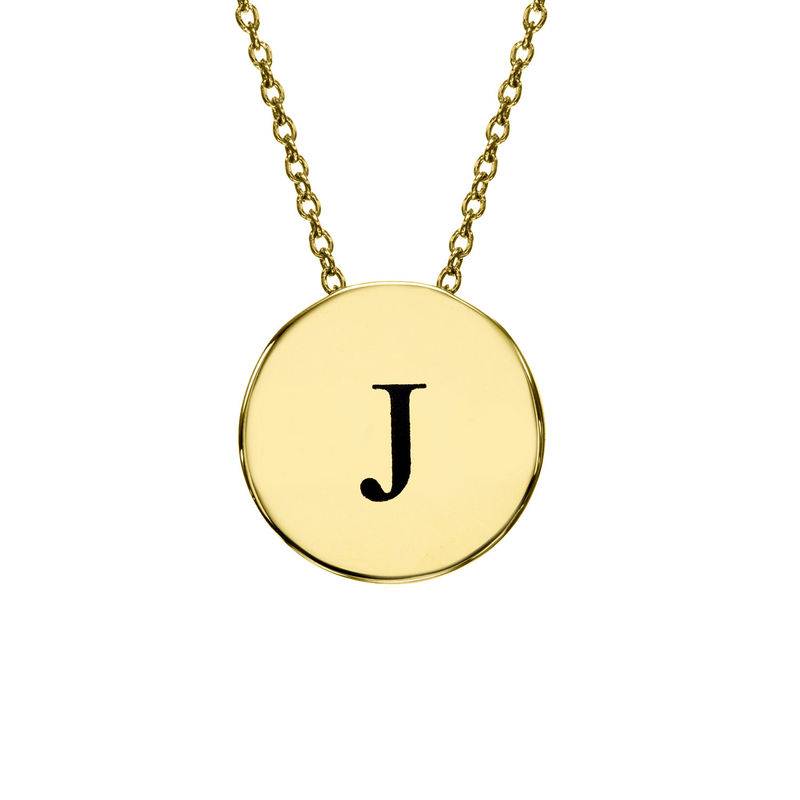 Initial Thick Disc Necklace in Gold Plating product photo
