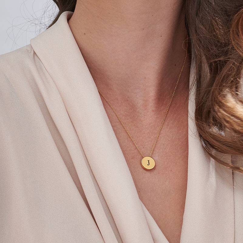 Initial Thick Disc Necklace in Gold Plating-6 product photo