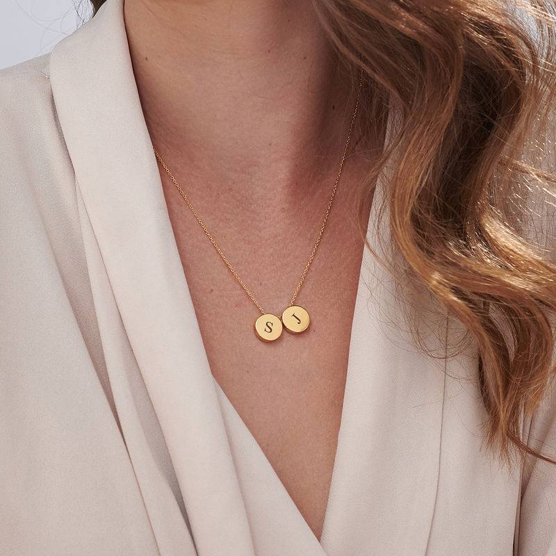 Initial Thick Disc Necklace in 18ct Gold Plating-6 product photo