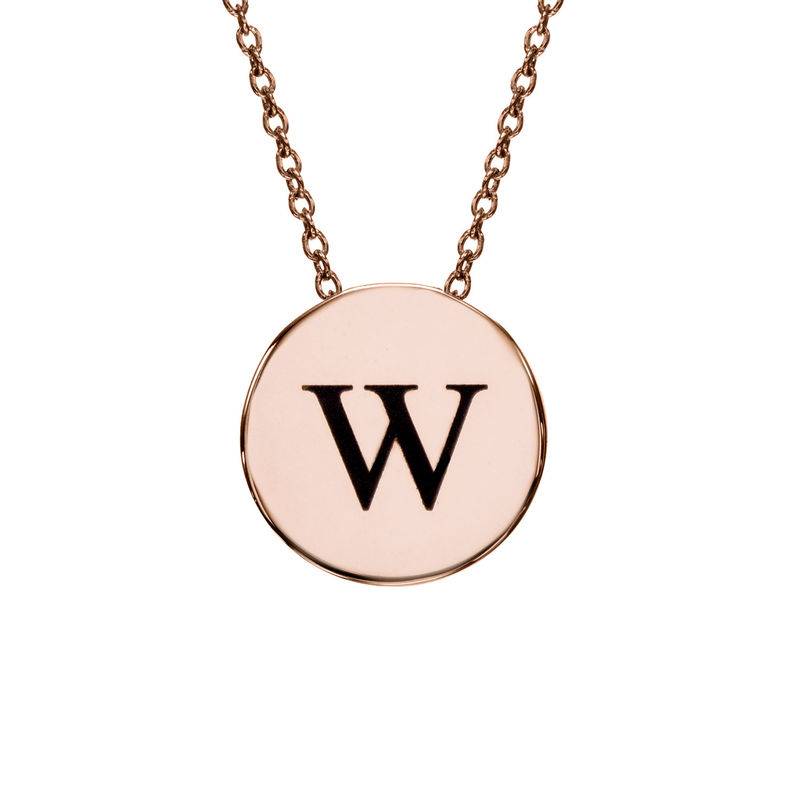 Initial Thick Disc Necklace in Rose Gold Plating-2 product photo
