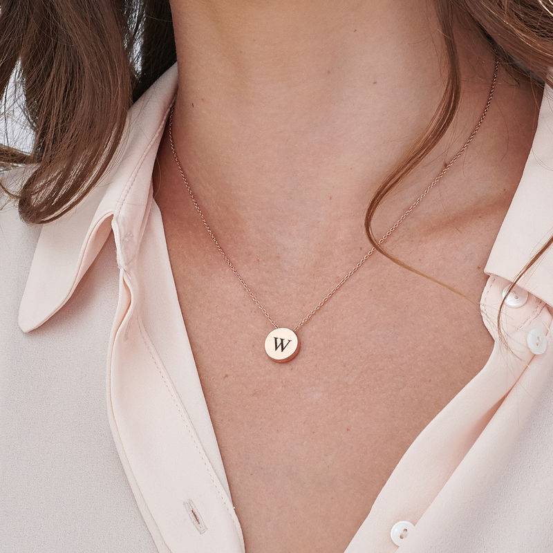 Initial Thick Disc Necklace in 18ct Rose Gold Plating-4 product photo