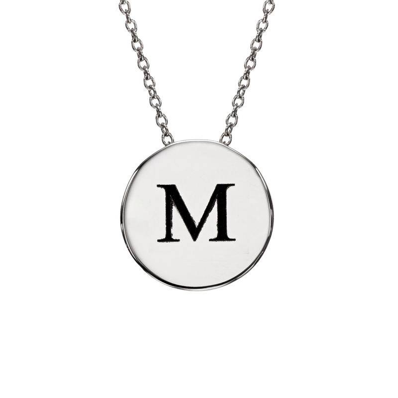 Initial Thick Disc Necklace in Sterling Silver-4 product photo