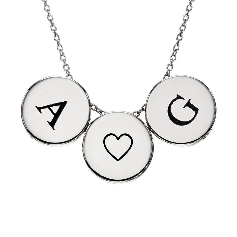 Initial Thick Disc Necklace in Sterling Silver-1 product photo