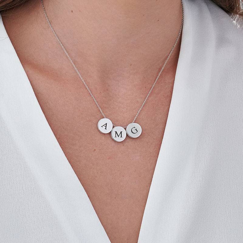 Initial Thick Disc Necklace in Sterling Silver-3 product photo