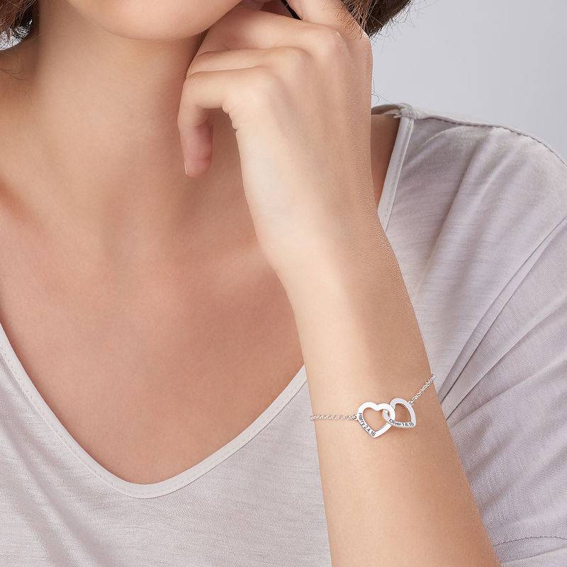Claire verstelbare armband met verstrengelde harten in sterling zilver-1 Productfoto