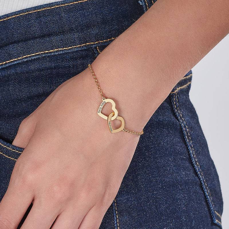 Claire armbånd justerbart med lenkede hjerter i 18k gull vermeil-1 produktbilde