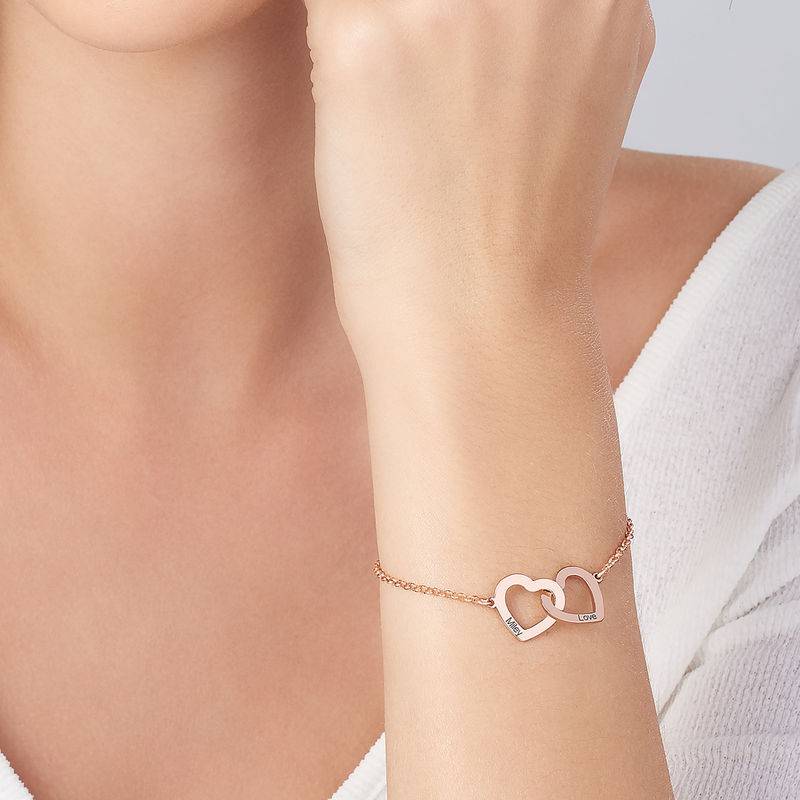 Claire armbånd justerbart med lenkede hjerter med 18k rosegull forgylt-3 produktbilde
