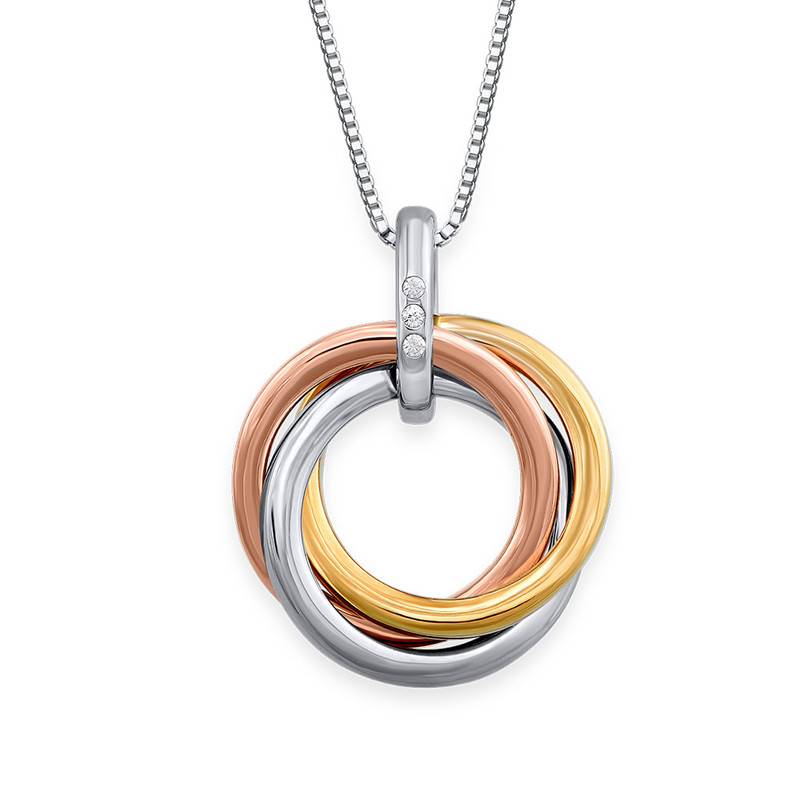 Tricolor Interlocking Rings Necklace product photo