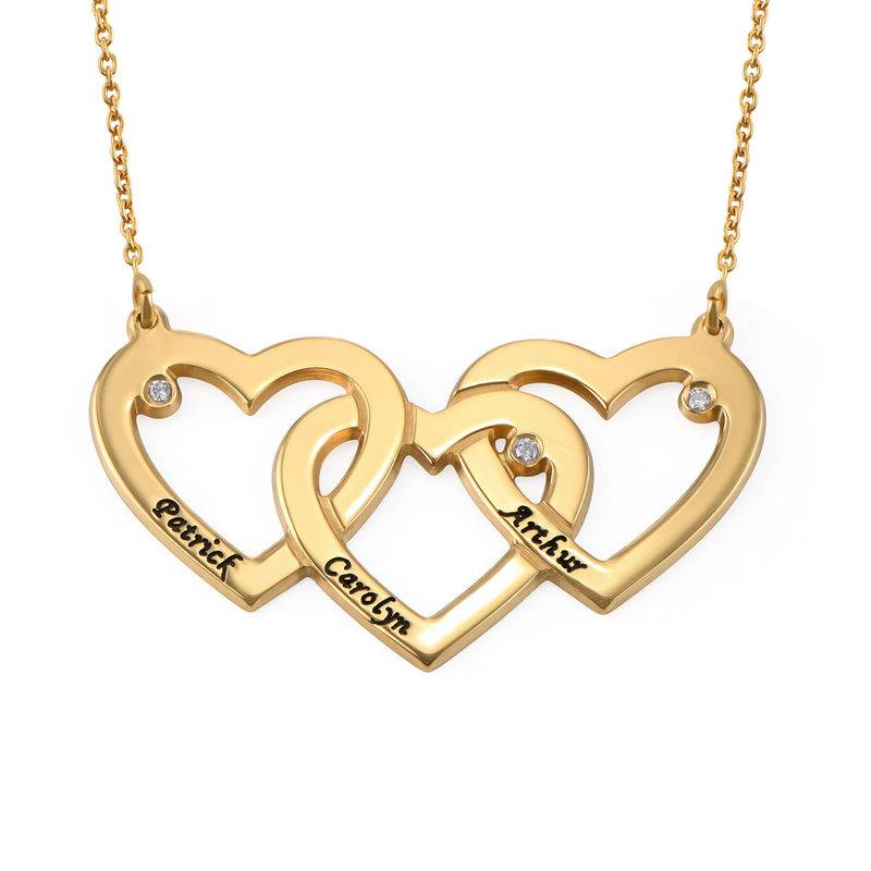 Intertwined Hearts Necklace with Diamonds in 18ct Gold Plating-2 product photo