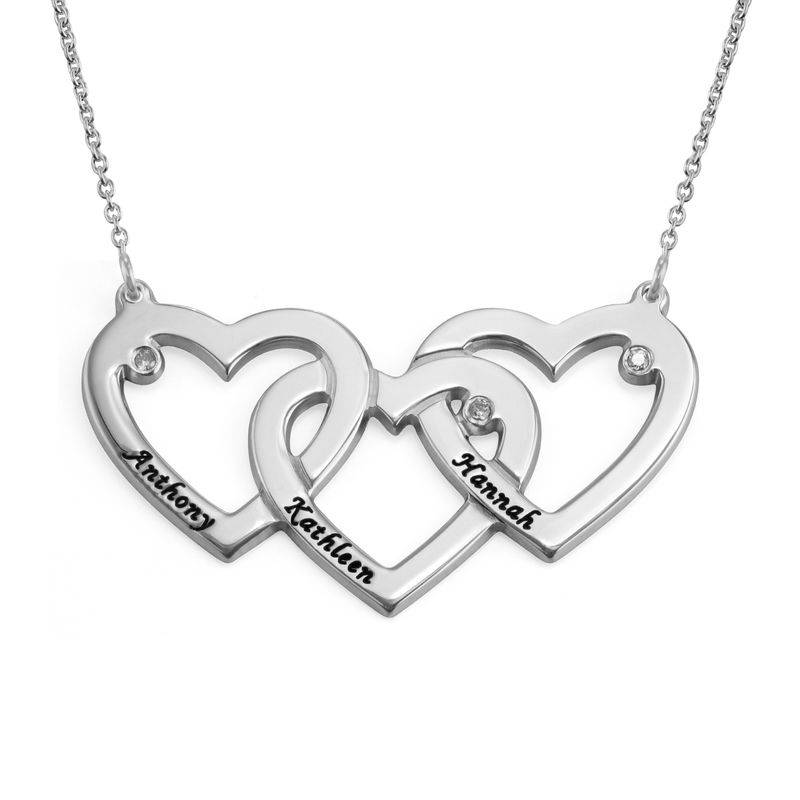Intertwined Hearts Necklace with Diamonds in Sterling Silver-3 product photo