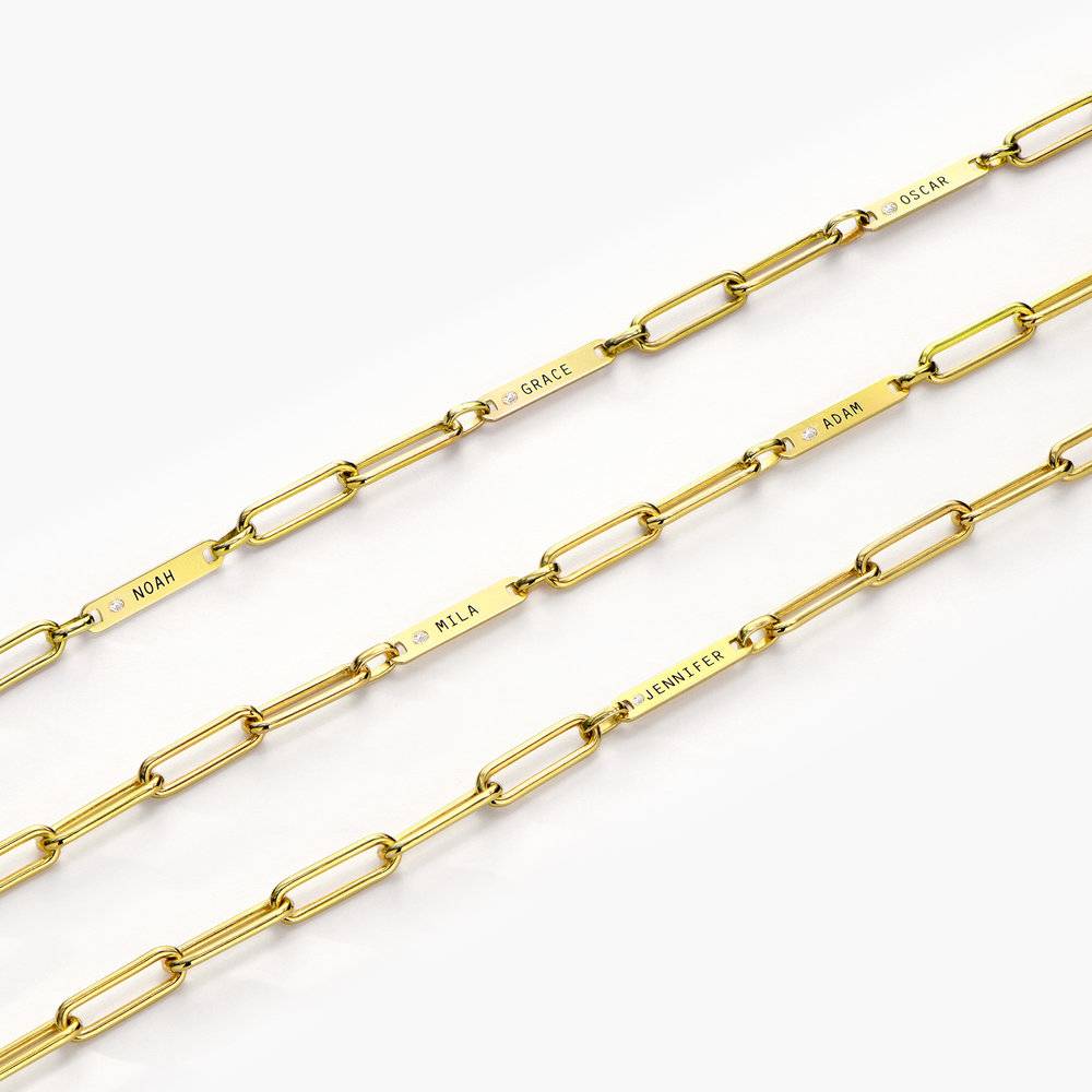 Stella Gliederarmband mit Diamanten und Namen - 750er vergoldetes Silber-1 Produktfoto