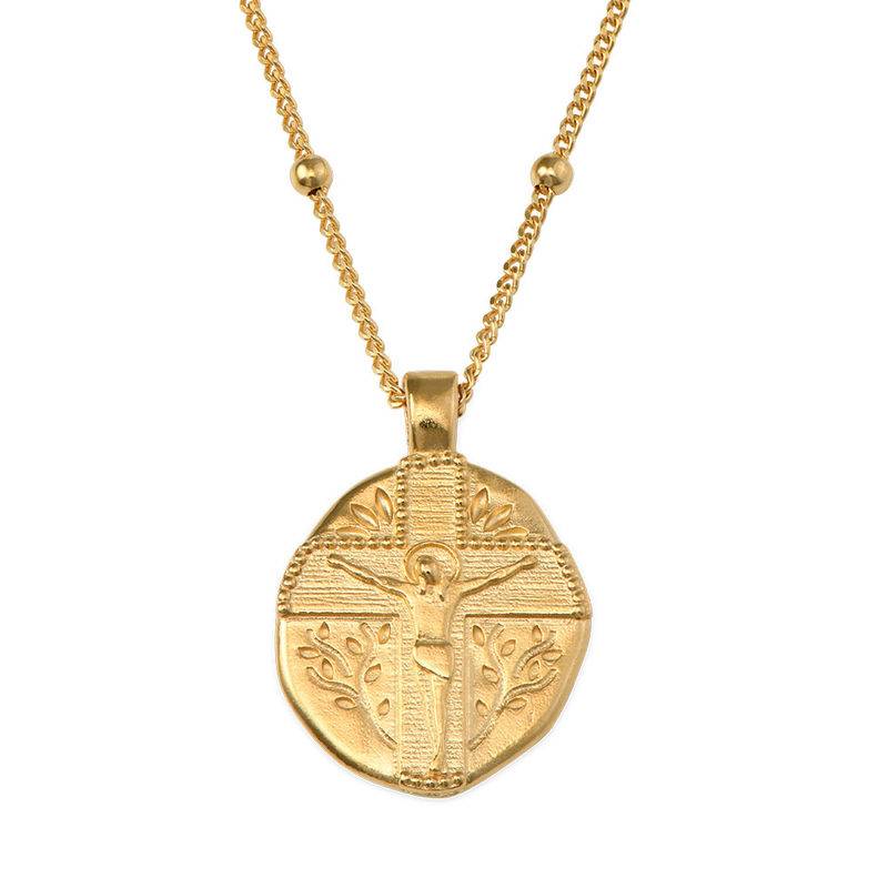 Jesus Christ Coin Necklace in Gold Plating product photo