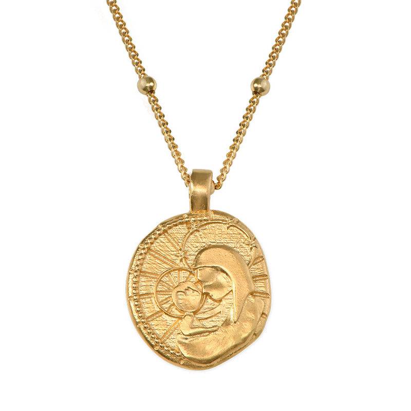 Jesus-Christus und Maria-Münzkette - 750er vergoldetes Silber Produktfoto