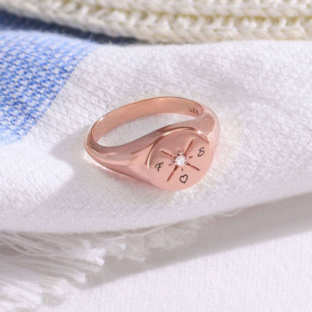 Kate compass Ring With Cubic Zirconia in 18k Rose Gold Plating product photo