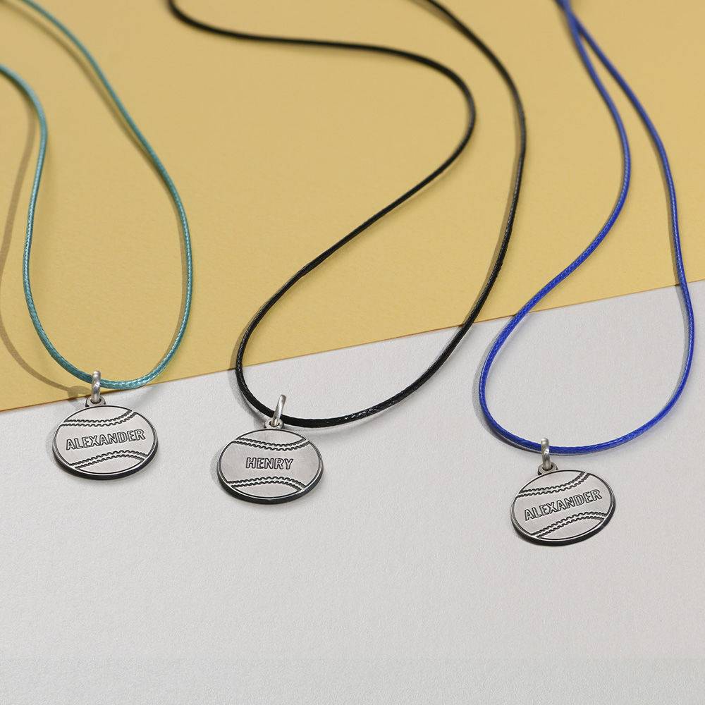 Kids Baseball Necklace in Sterling Silver-6 product photo