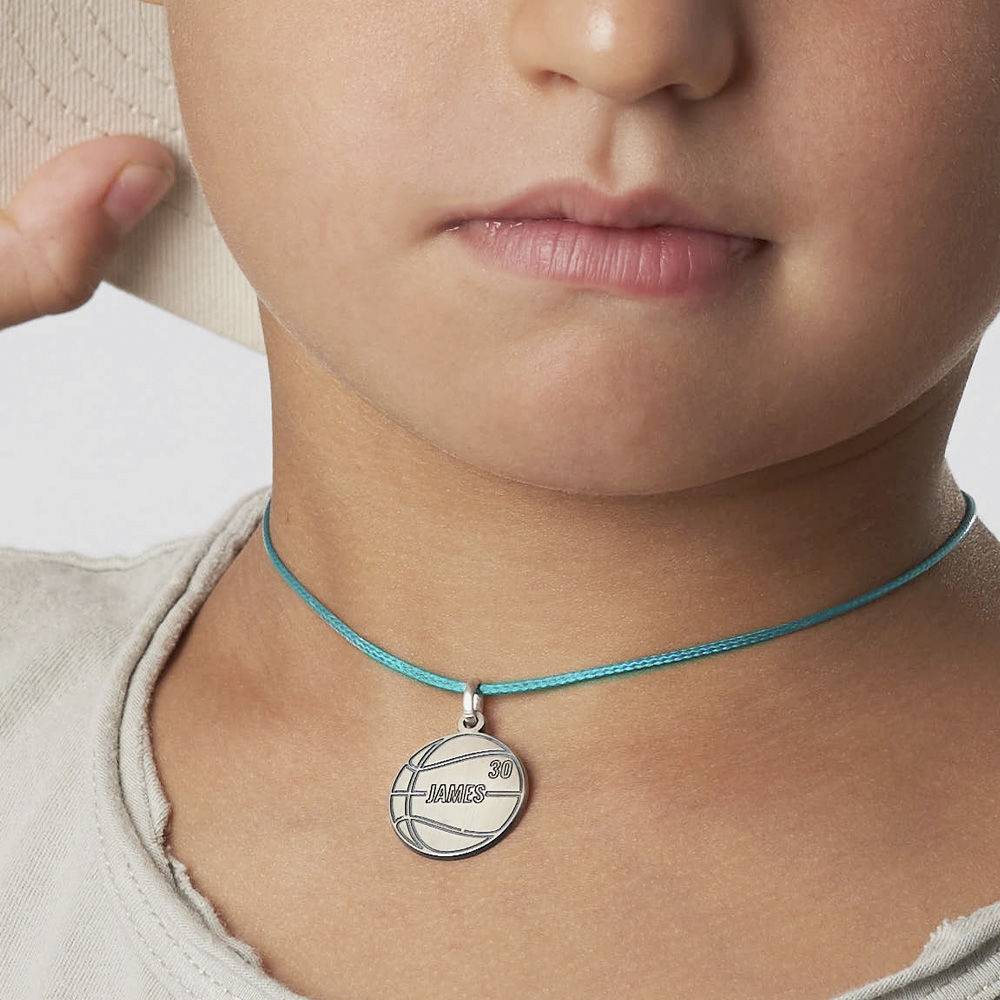 Kids Basketball Necklace in Sterling Silver-2 product photo