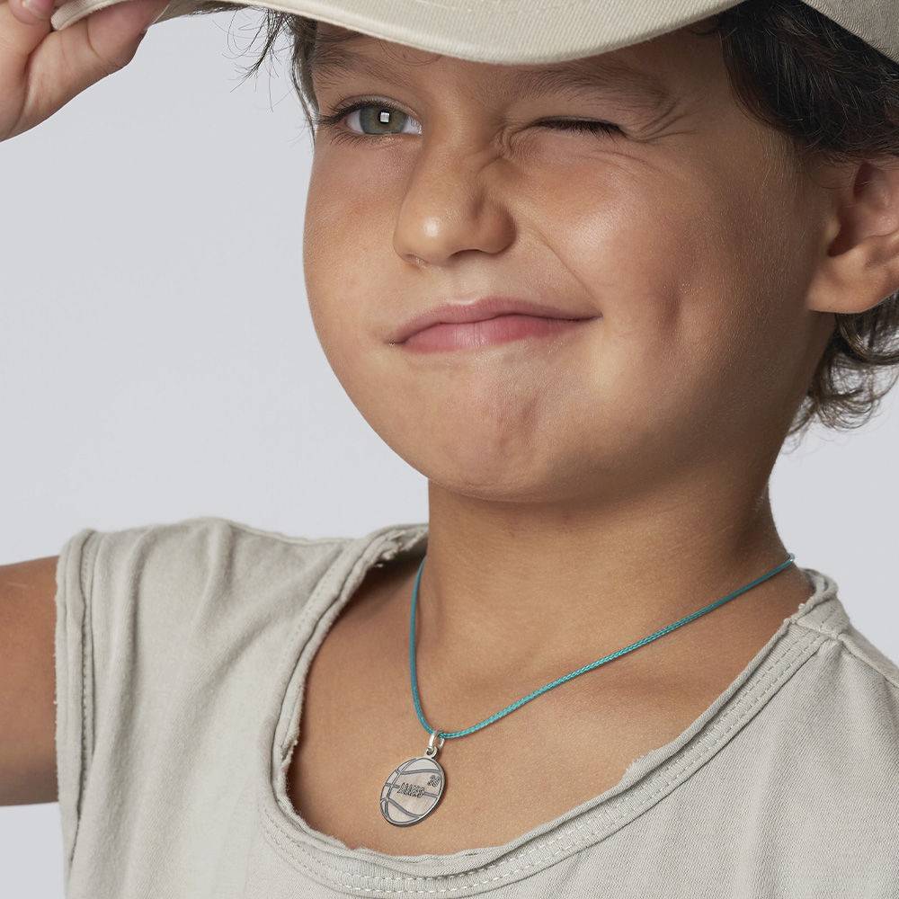 Kids Basketball Necklace in Sterling Silver-4 product photo