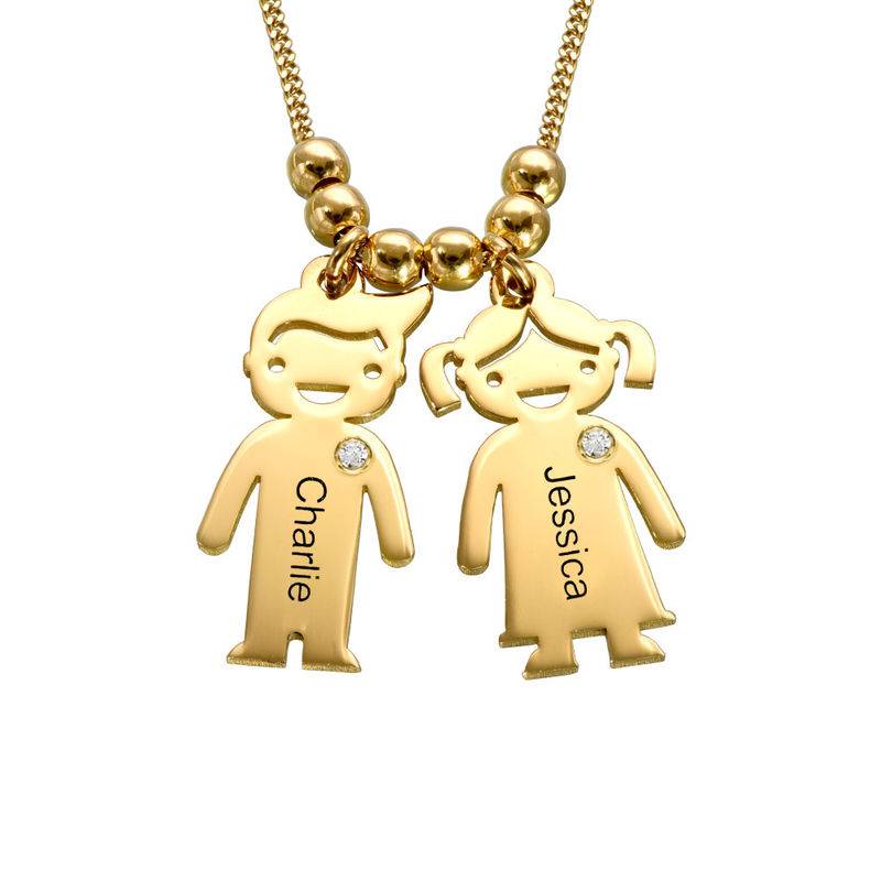 Kids Charms Mother Necklace in Gold Plating with Diamond product photo