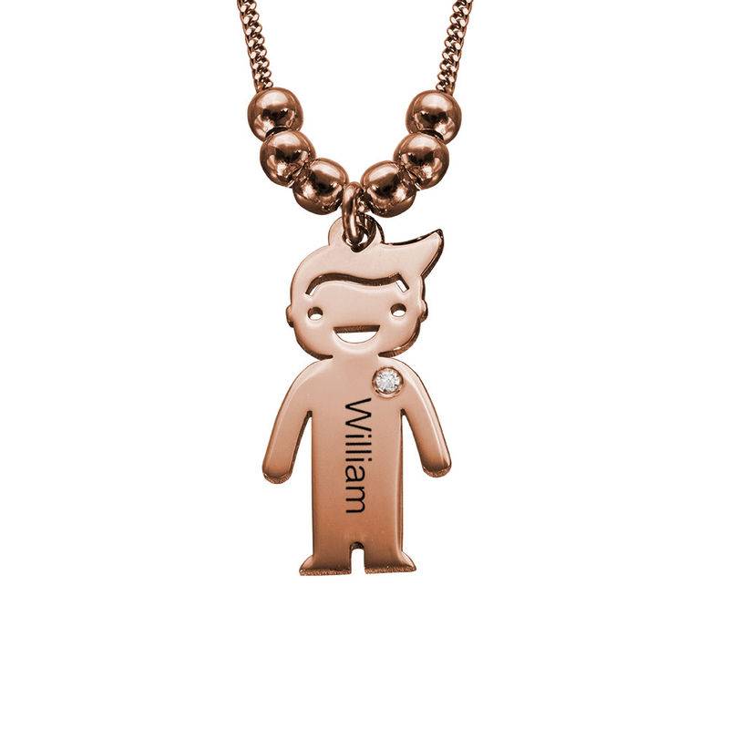 Kids Charms Mother Necklace in Rose Gold Plating with Diamond product photo