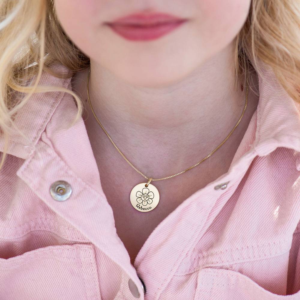 Kids Drawing Disc Necklace in 18K Gold Plating product photo