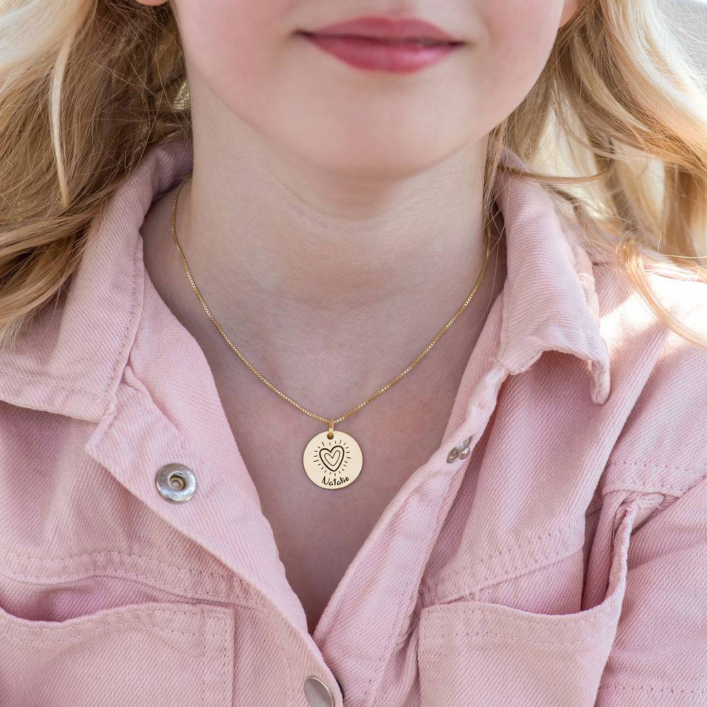 Kids Drawing Disc Necklace in 18K Gold Plating-5 product photo