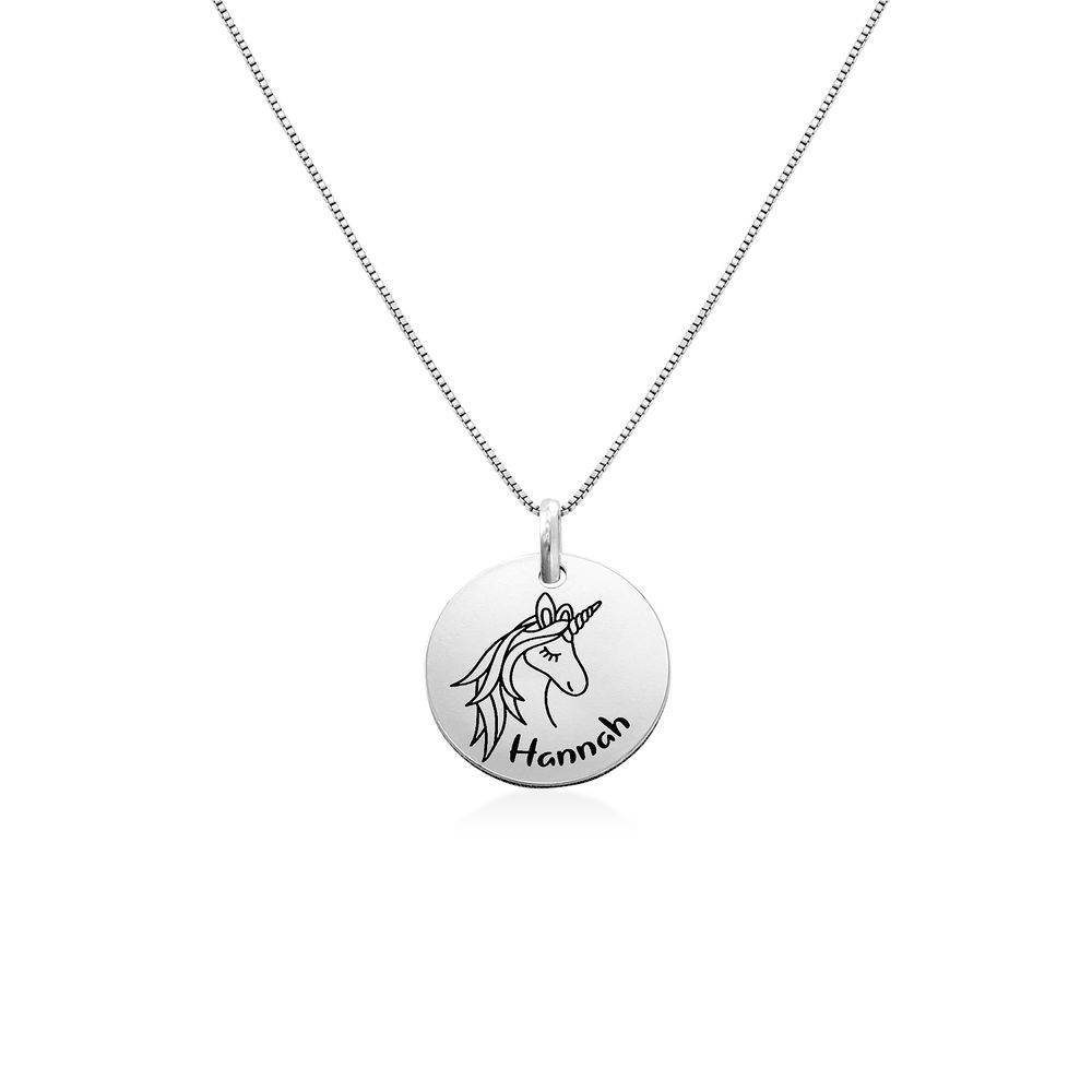 Kids Drawing Disc Necklace in Sterling Silver-4 product photo