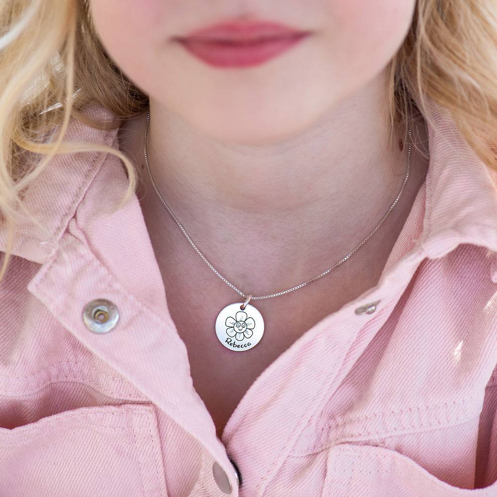 Kids Drawing Disc Necklace in Sterling Silver-5 product photo