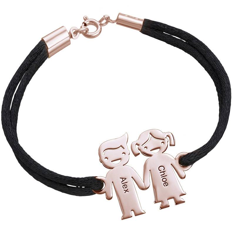 Kids Holding Hands Charms Bracelet - Rose Gold Plated-3 product photo