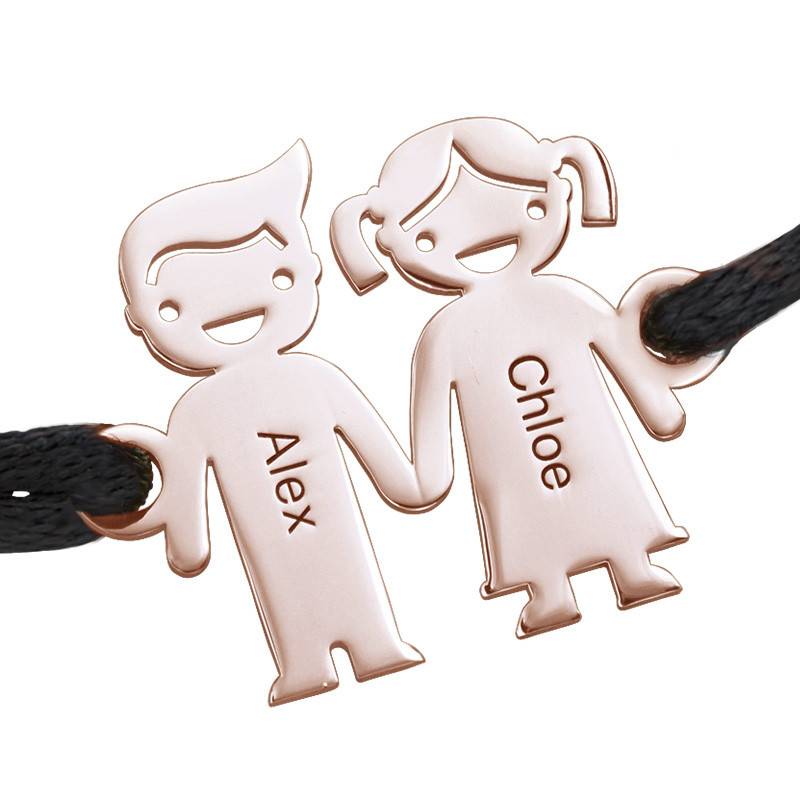 Kids Holding Hands Charms Bracelet - Rose Gold Plated product photo