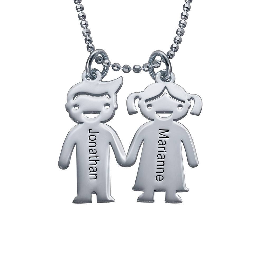 Sterling Silver Kids Holding Hands Necklace product photo