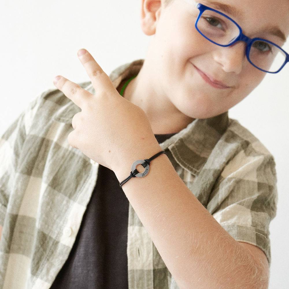 Kids ID Wax Cord Bracelet in Sterling Silver-5 product photo