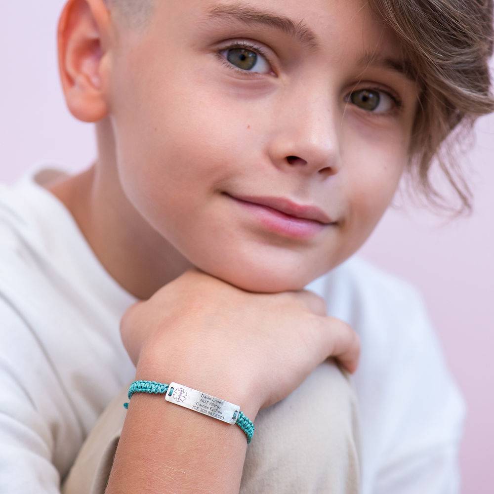 Kids Medical Alert Bracelet for Boys in Sterling Silver-4 product photo
