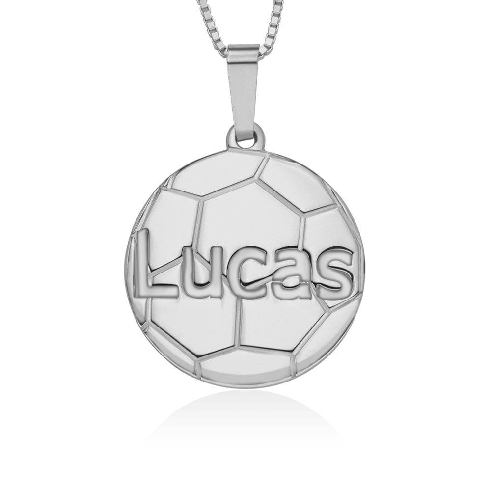Personaliseret halskæde med fodbold vedhæng i 925s sølv produkt billede
