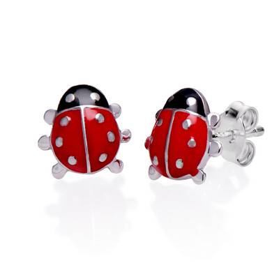 Ladybug Earrings for Kids in Sterling Silver-1 product photo